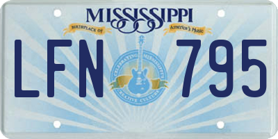 MS license plate LFN795