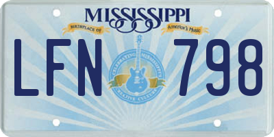 MS license plate LFN798