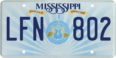 MS license plate LFN802