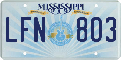 MS license plate LFN803