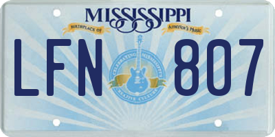 MS license plate LFN807