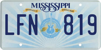 MS license plate LFN819