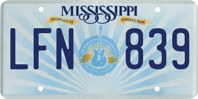 MS license plate LFN839