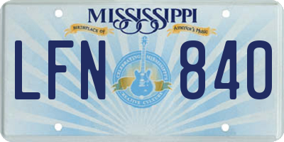 MS license plate LFN840