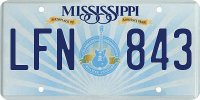 MS license plate LFN843