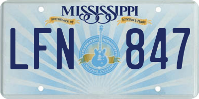 MS license plate LFN847