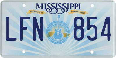 MS license plate LFN854