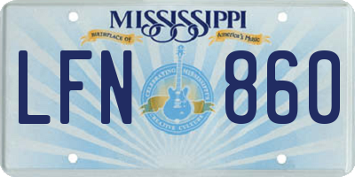 MS license plate LFN860