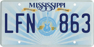 MS license plate LFN863