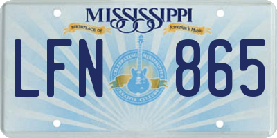 MS license plate LFN865