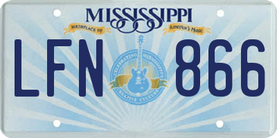 MS license plate LFN866