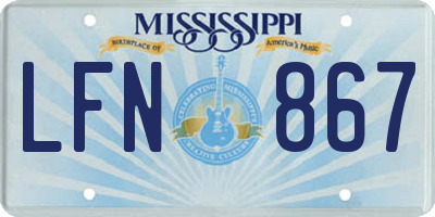 MS license plate LFN867