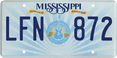 MS license plate LFN872