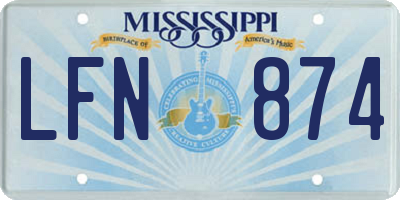 MS license plate LFN874
