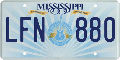 MS license plate LFN880