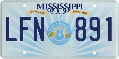 MS license plate LFN891