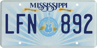 MS license plate LFN892