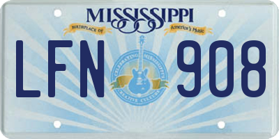 MS license plate LFN908