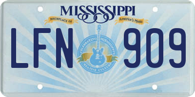 MS license plate LFN909