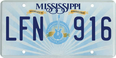 MS license plate LFN916