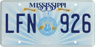 MS license plate LFN926