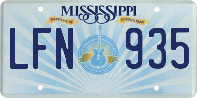 MS license plate LFN935