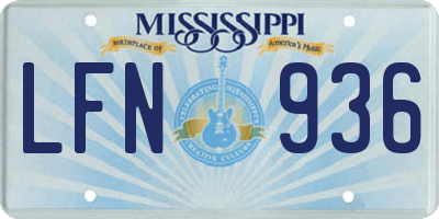 MS license plate LFN936