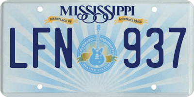 MS license plate LFN937