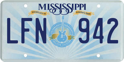 MS license plate LFN942