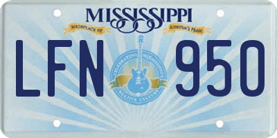 MS license plate LFN950