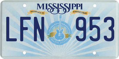MS license plate LFN953