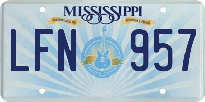 MS license plate LFN957