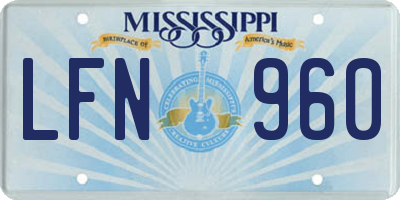 MS license plate LFN960