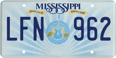 MS license plate LFN962