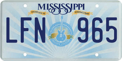 MS license plate LFN965