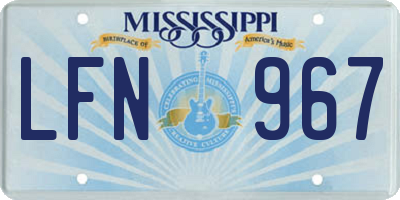 MS license plate LFN967