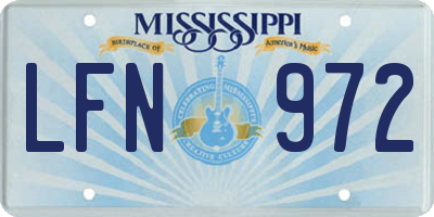 MS license plate LFN972