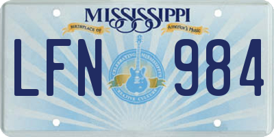 MS license plate LFN984