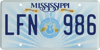 MS license plate LFN986