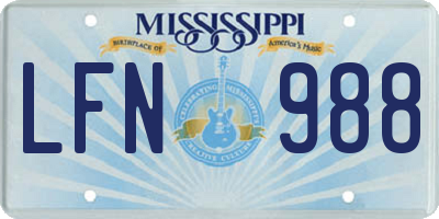 MS license plate LFN988