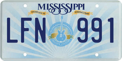 MS license plate LFN991