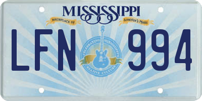 MS license plate LFN994