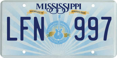 MS license plate LFN997