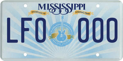 MS license plate LFO000