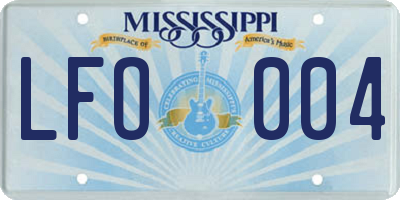 MS license plate LFO004