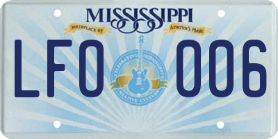 MS license plate LFO006