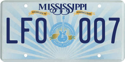 MS license plate LFO007