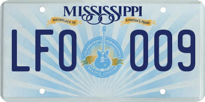 MS license plate LFO009