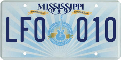MS license plate LFO010