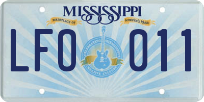 MS license plate LFO011